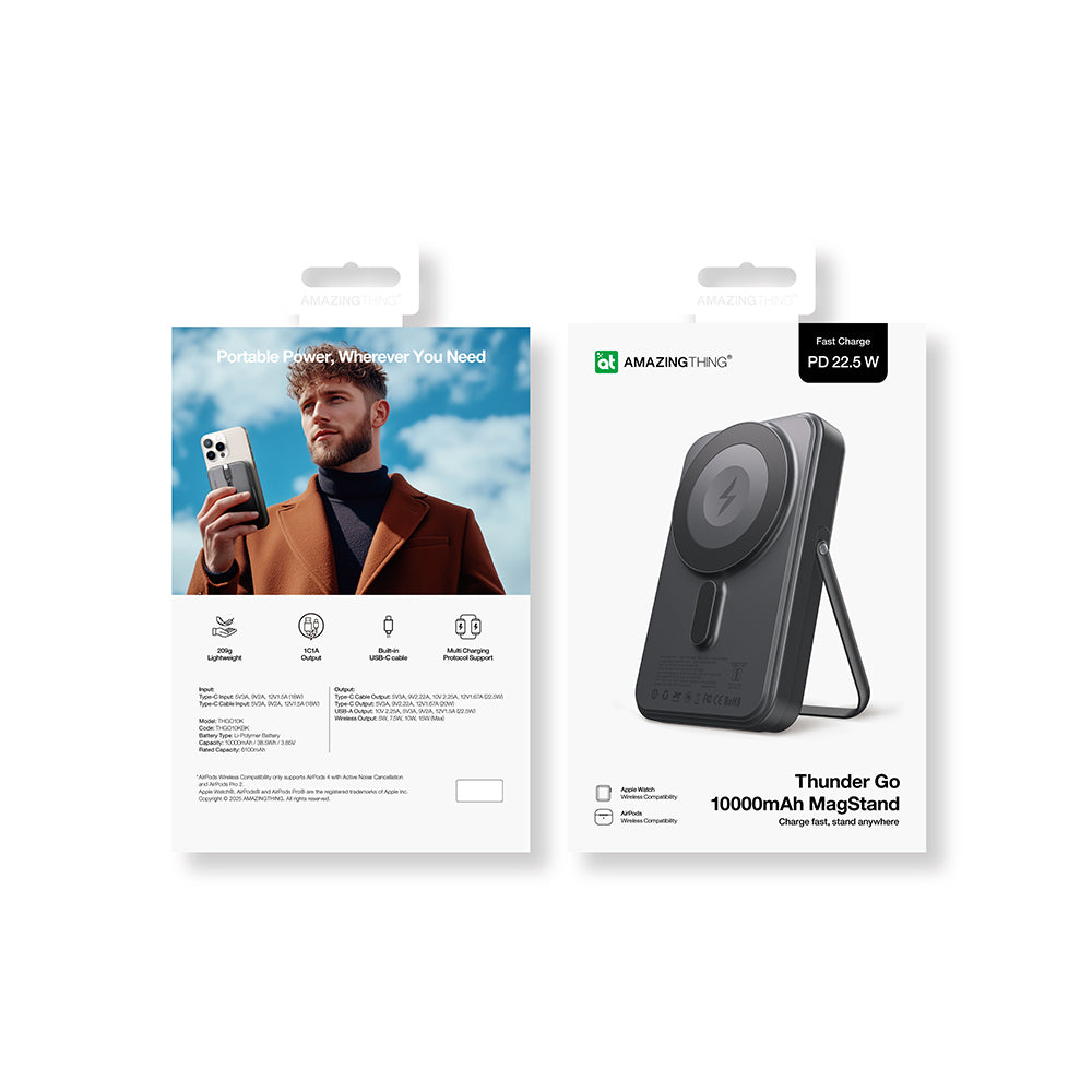 Amazingthing Thunder Go Akıllı Saat Kablosuz Şarj Özellikli PD 22.5W Standlı 15W 10000mAh Kablosuz Powerbank Amazingthing Thunder Go Akıllı Saat Kablosuz Şarj Özellikli PD 22.5W Standlı 15W 10000mAh Kablosuz Powerbank